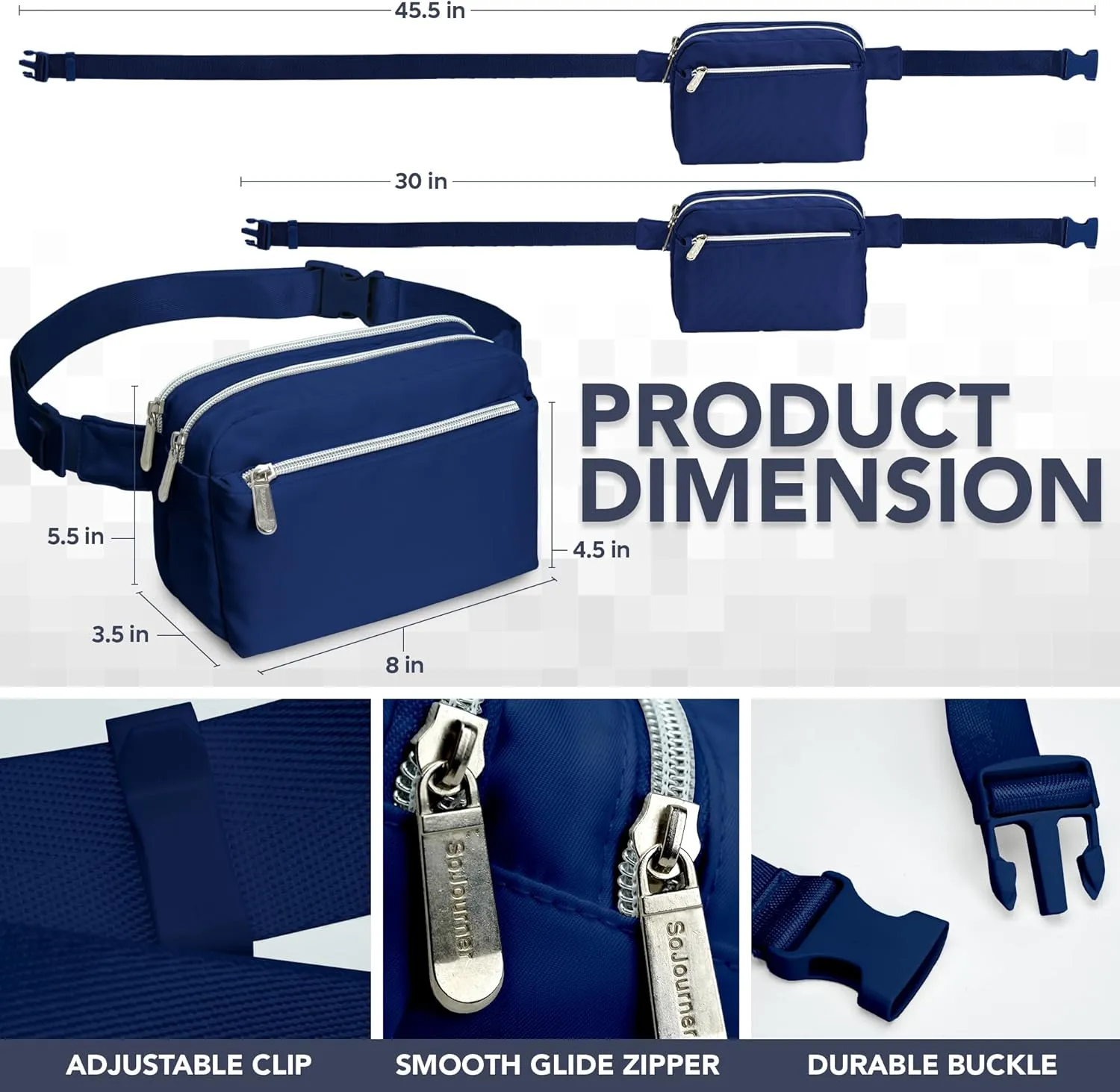 Navy Blue Crossbody Belt Bag for Women  Stylish Fanny Pack, Functional and Fashion Waist Packs for Travel, Festivals, and Everyday Use