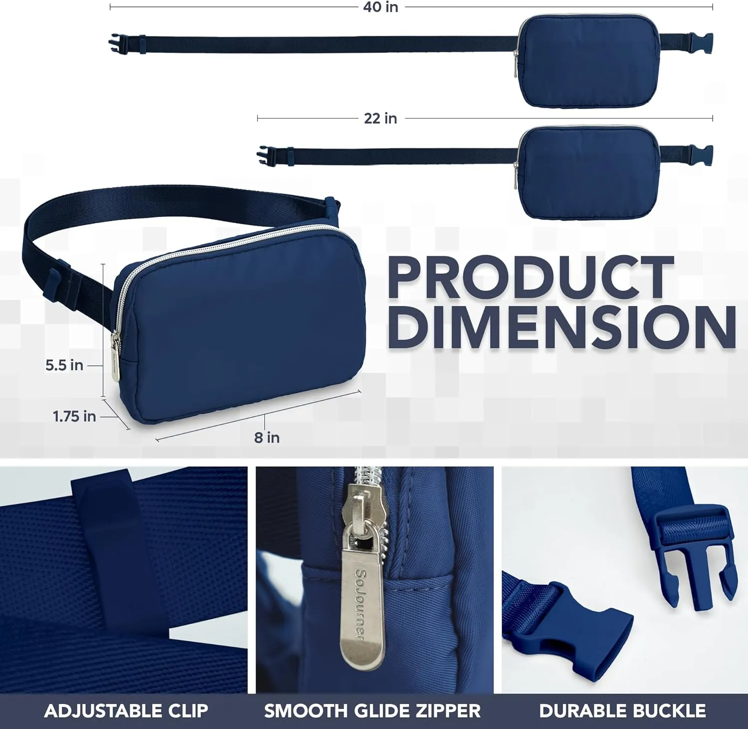Navy Blue Crossbody Belt Bag for Women  Stylish Fanny Pack, Functional and Fashion Waist Packs for Travel, Festivals, and Everyday Use