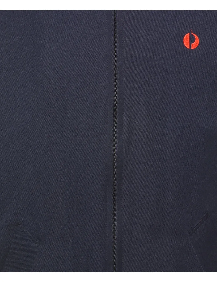 Navy Zip-Front Nylon Bomber Jacket - L