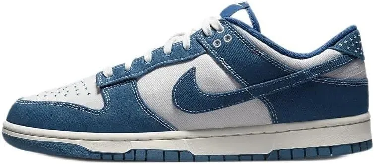 Nike Dunk Low Retro Women's Basketball Shoes, Summit White Industrial Blue, 9.5 US
