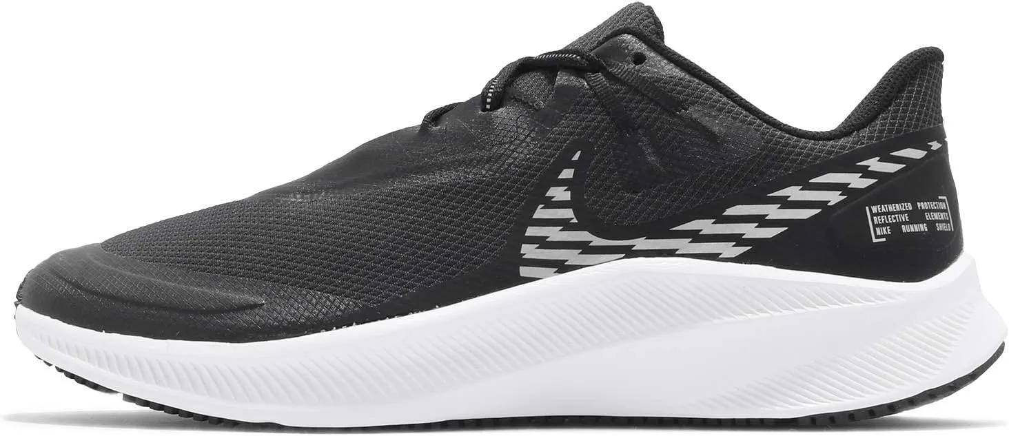 Nike Quest 3 Shield Mens Running Trainers CQ8894 Sneakers Shoes (UK 10.5 US 11.5 EU 45.5, Black Metallic Silver 001)