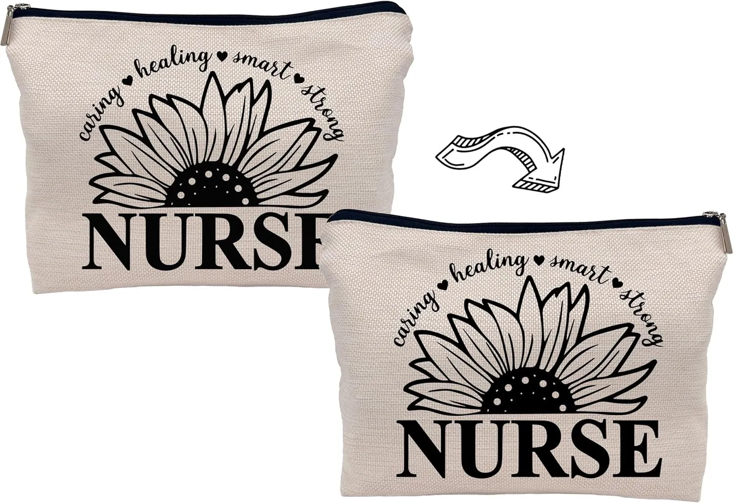 Nurse Appreciation Gifts Sunflower Makeup Bag Cosmetic Bag Zipper Pouch Toiletry Bags,Nurses Week Gift,Nursing Student Gift,Nurse Graduate Gifts