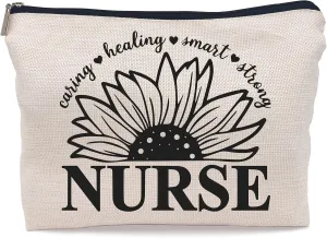 Nurse Appreciation Gifts Sunflower Makeup Bag Cosmetic Bag Zipper Pouch Toiletry Bags,Nurses Week Gift,Nursing Student Gift,Nurse Graduate Gifts