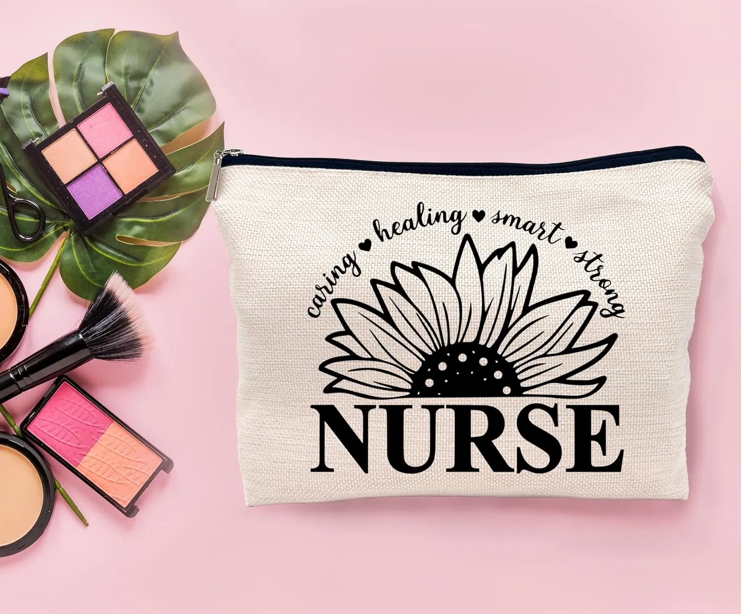 Nurse Appreciation Gifts Sunflower Makeup Bag Cosmetic Bag Zipper Pouch Toiletry Bags,Nurses Week Gift,Nursing Student Gift,Nurse Graduate Gifts