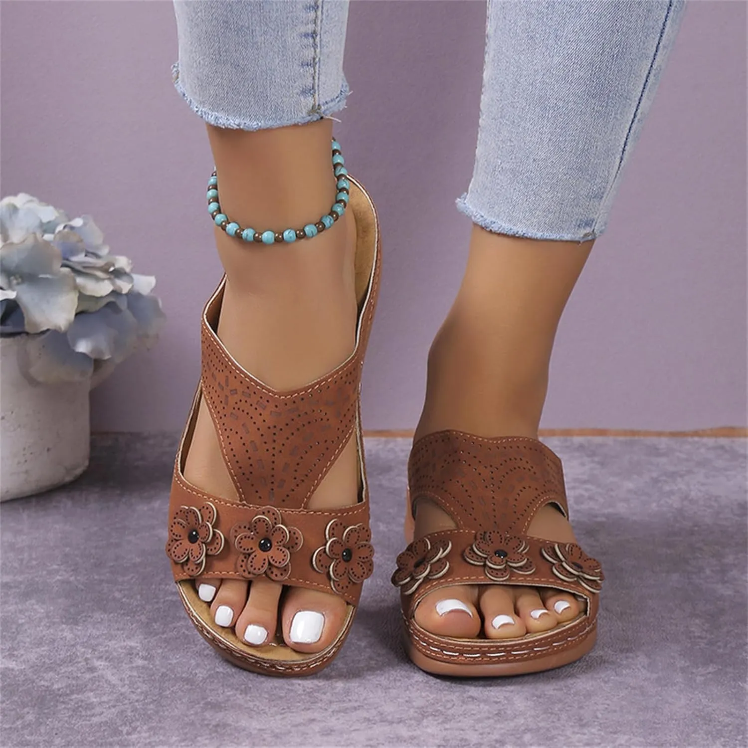 Orthopedic Sandals For Women Arch Support 2024 Flip Flops Soft Summer Beach Shoes Dressy Comfortable Orthotic Slides Slippers