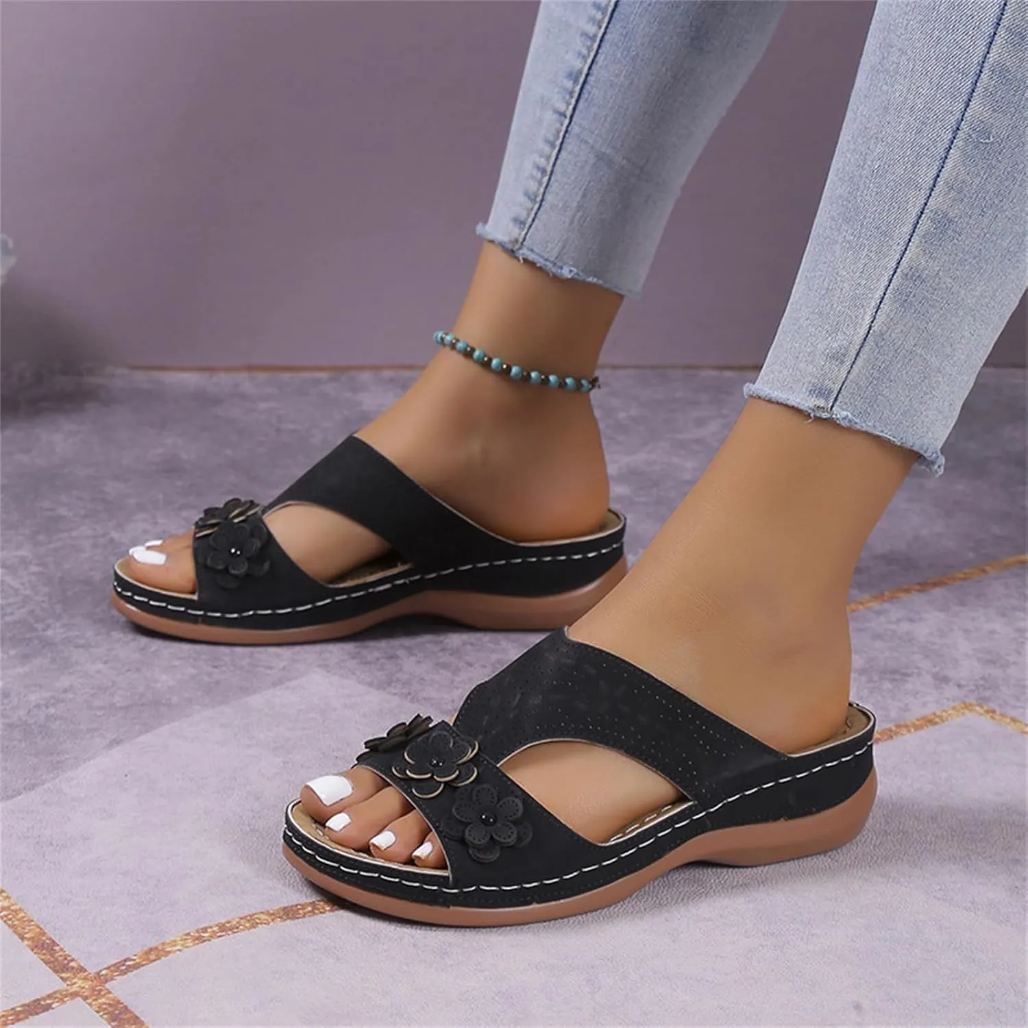 Orthopedic Sandals For Women Arch Support 2024 Flip Flops Soft Summer Beach Shoes Dressy Comfortable Orthotic Slides Slippers