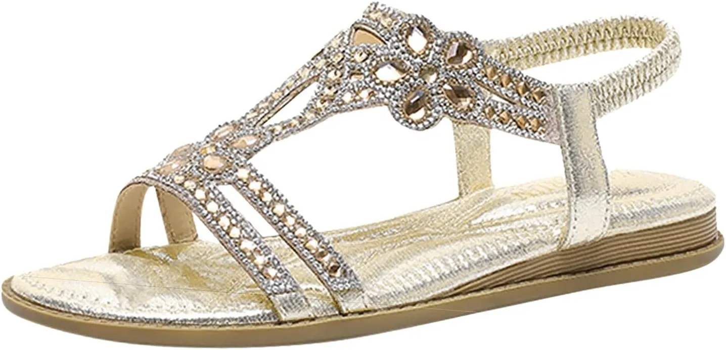 Orthopedic Sandals for Women Summer Beach Vacation Non-Slip Slippers Bohemian Dressy Wedding Shoes Breathable Open Toe Soft Sole Walking Footwear Fashion Comfortable Indoor Home Work Flat Sandals