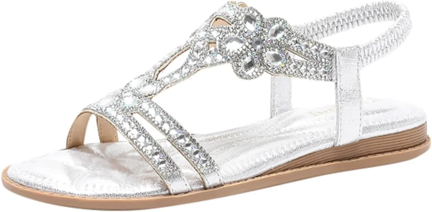 Orthopedic Sandals for Women Summer Beach Vacation Non-Slip Slippers Bohemian Dressy Wedding Shoes Breathable Open Toe Soft Sole Walking Footwear Fashion Comfortable Indoor Home Work Flat Sandals