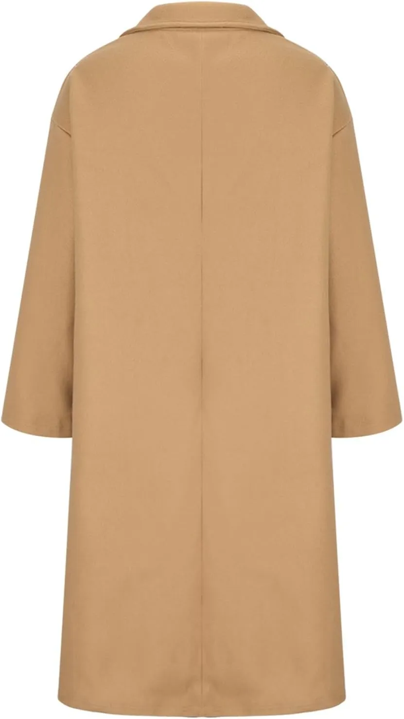 Oversized Trench Coats Women Thicken Wool Blend Long Coat Double Breasted Fall Winter Fashion Peacoat Lapel Jackets