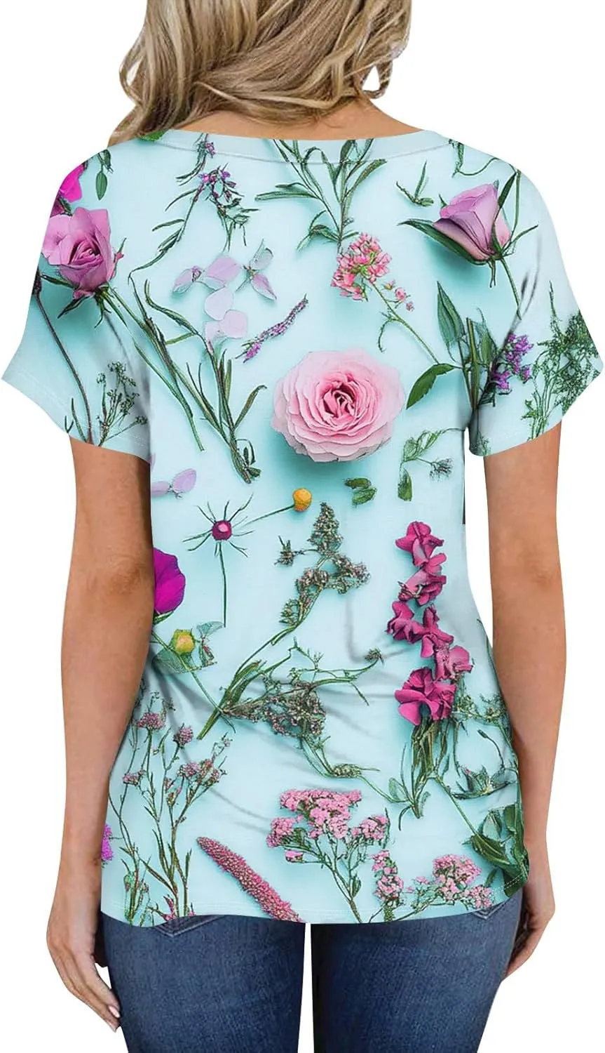 Oversized Tshirts for Women V Neck Summer Tops Short Sleeve Plus Size Casual Blouse Dressy Tee