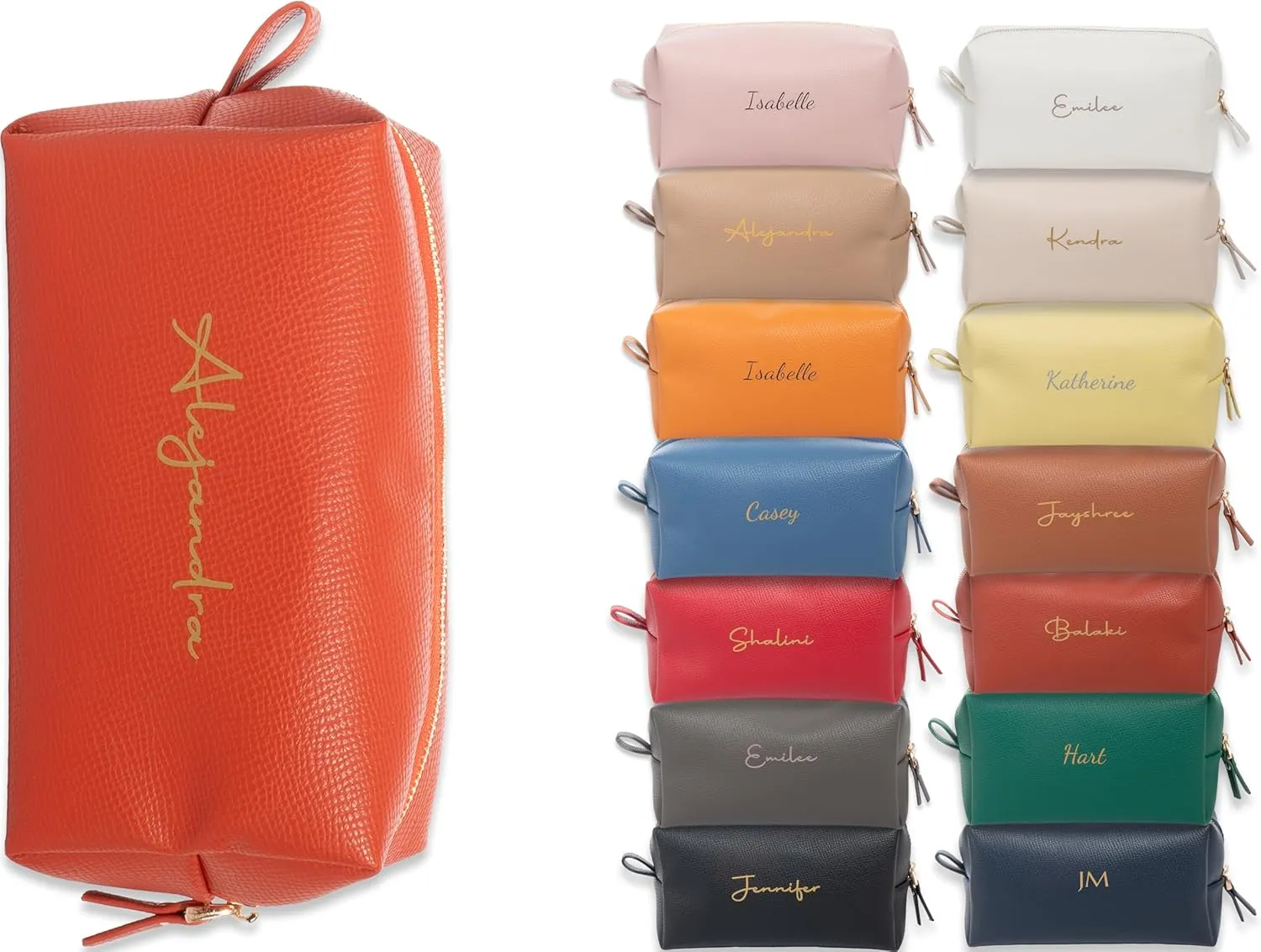 Personalized Bridesmaid Makeup Bag, Customized Wedding Gift, Toiletry Bag, Bridal Shower, Bachelorette (Light Brick)