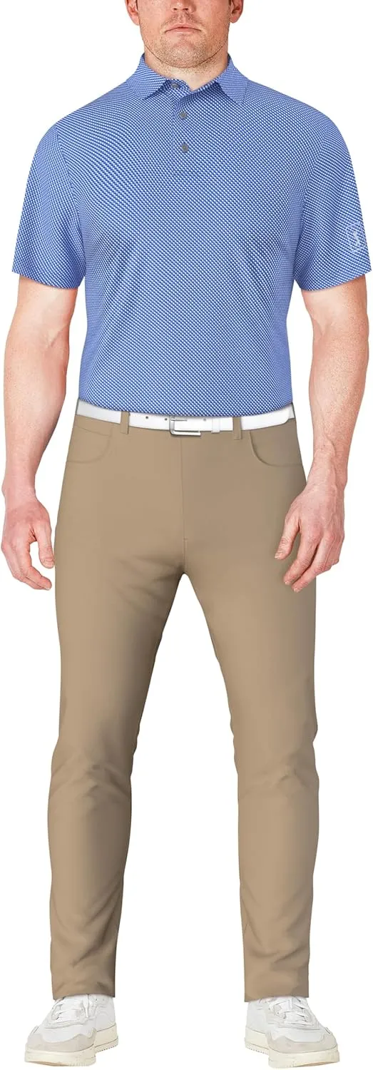 PGA TOUR Men's Short Sleeve Geo Printed Golf Polo
