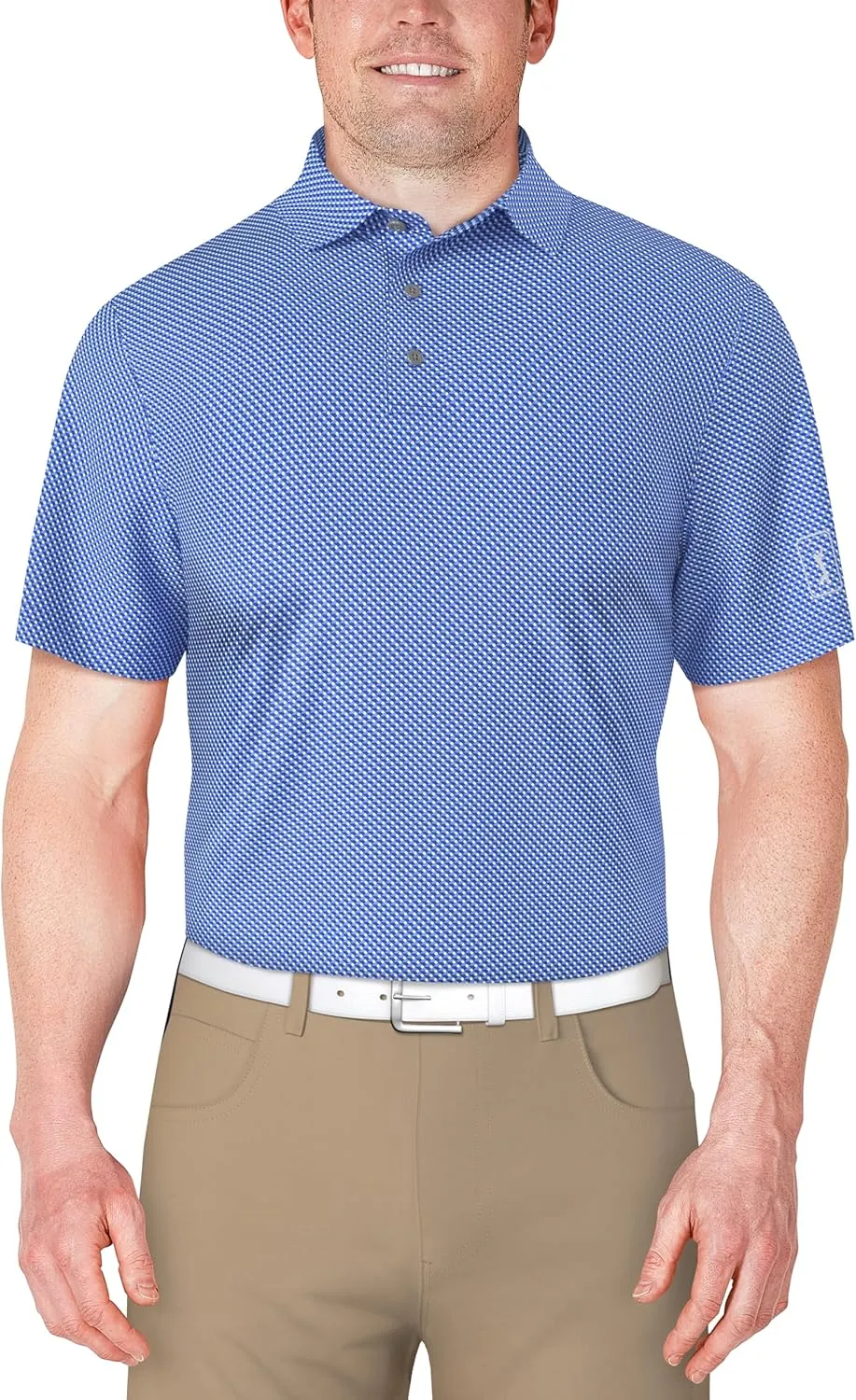 PGA TOUR Men's Short Sleeve Geo Printed Golf Polo