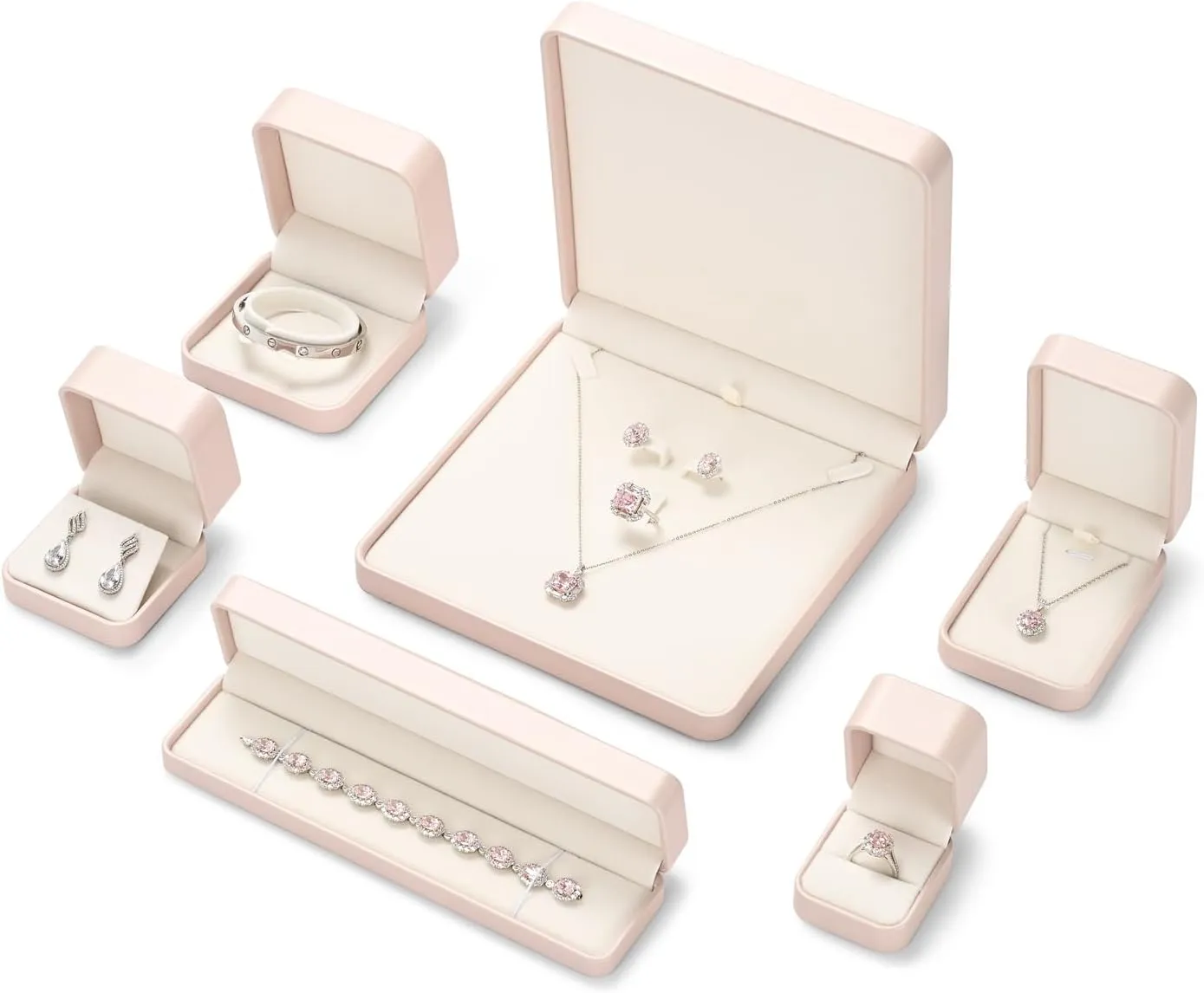 Pink PU Leather Jewelry Gift Box for Necklace Long Chain Jewelry Necklace Long Chain Gift Box