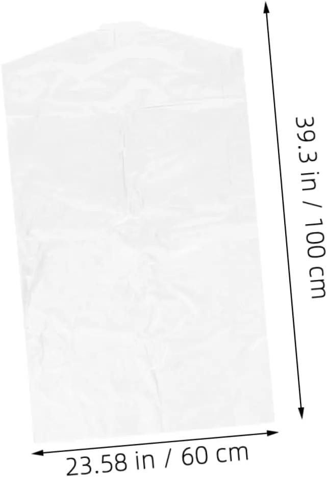 Plastic 40pcs Clothes Covers Hanging Bags Garment Storage Bags Thicken Clothes Cover Dry Cleaning Use Practical Lightweight