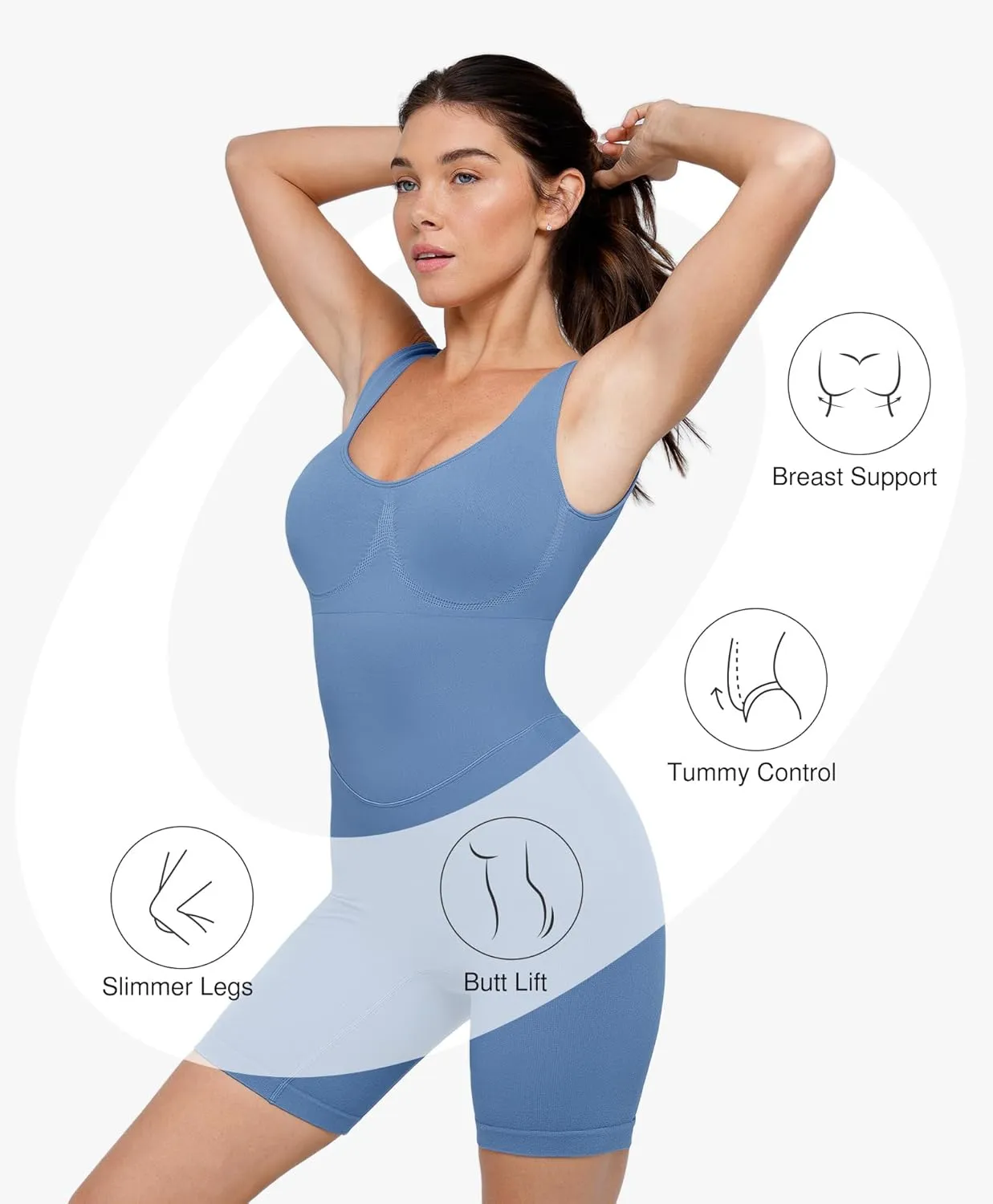 Popilush The Shapewear Jumpsuits for Women Bodysuits with Bra Pads Active Rompers Workout Sets Travel Outfits Gym Clothes