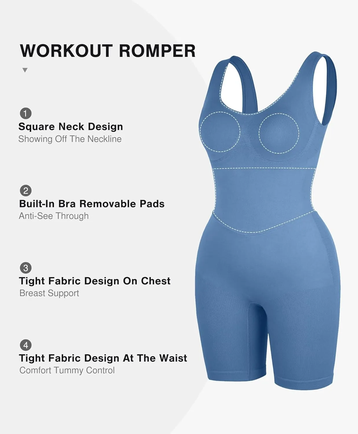 Popilush The Shapewear Jumpsuits for Women Bodysuits with Bra Pads Active Rompers Workout Sets Travel Outfits Gym Clothes