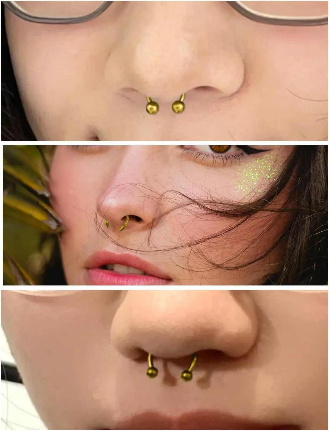 Prjndjw 16g Septum Rings Internally Threaded Surgical Steel Septum Jewelry Lip Rings Hoop Labret Jewelry Horseshoe Earrings Daith Piercing Jewelry for Women Men External thread Septum hoop