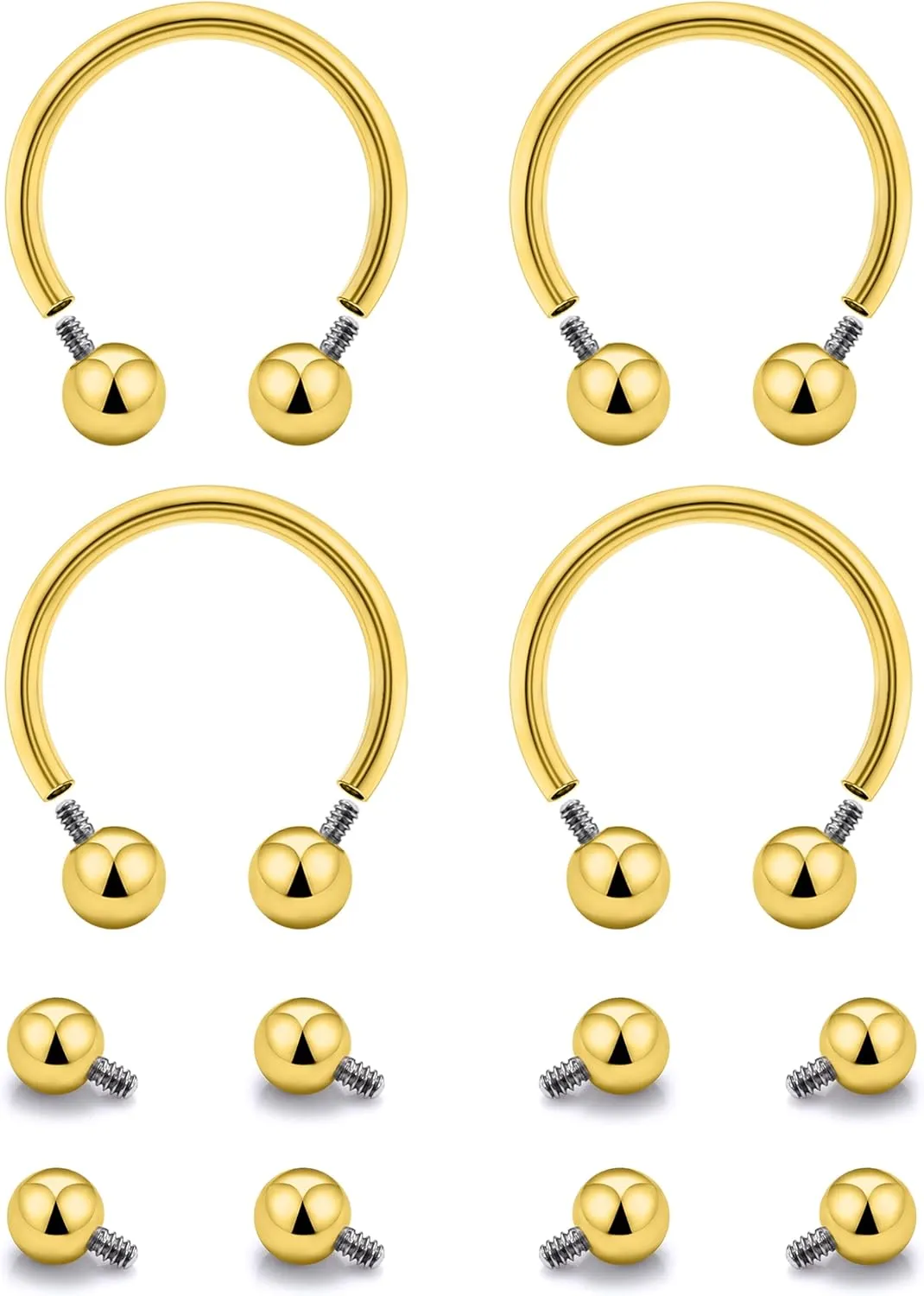 Prjndjw 16g Septum Rings Internally Threaded Surgical Steel Septum Jewelry Lip Rings Hoop Labret Jewelry Horseshoe Earrings Daith Piercing Jewelry for Women Men External thread Septum hoop