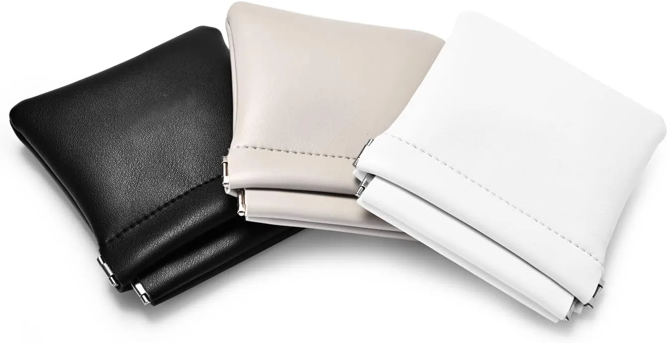 PU Leather Jewelry Travel Bag Leather Jewelry Pouch Christmas,Wedding Party Favor Gift Bag (L, Black)