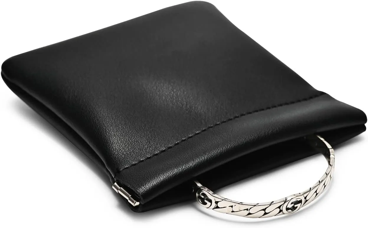 PU Leather Jewelry Travel Bag Leather Jewelry Pouch Christmas,Wedding Party Favor Gift Bag (L, Black)