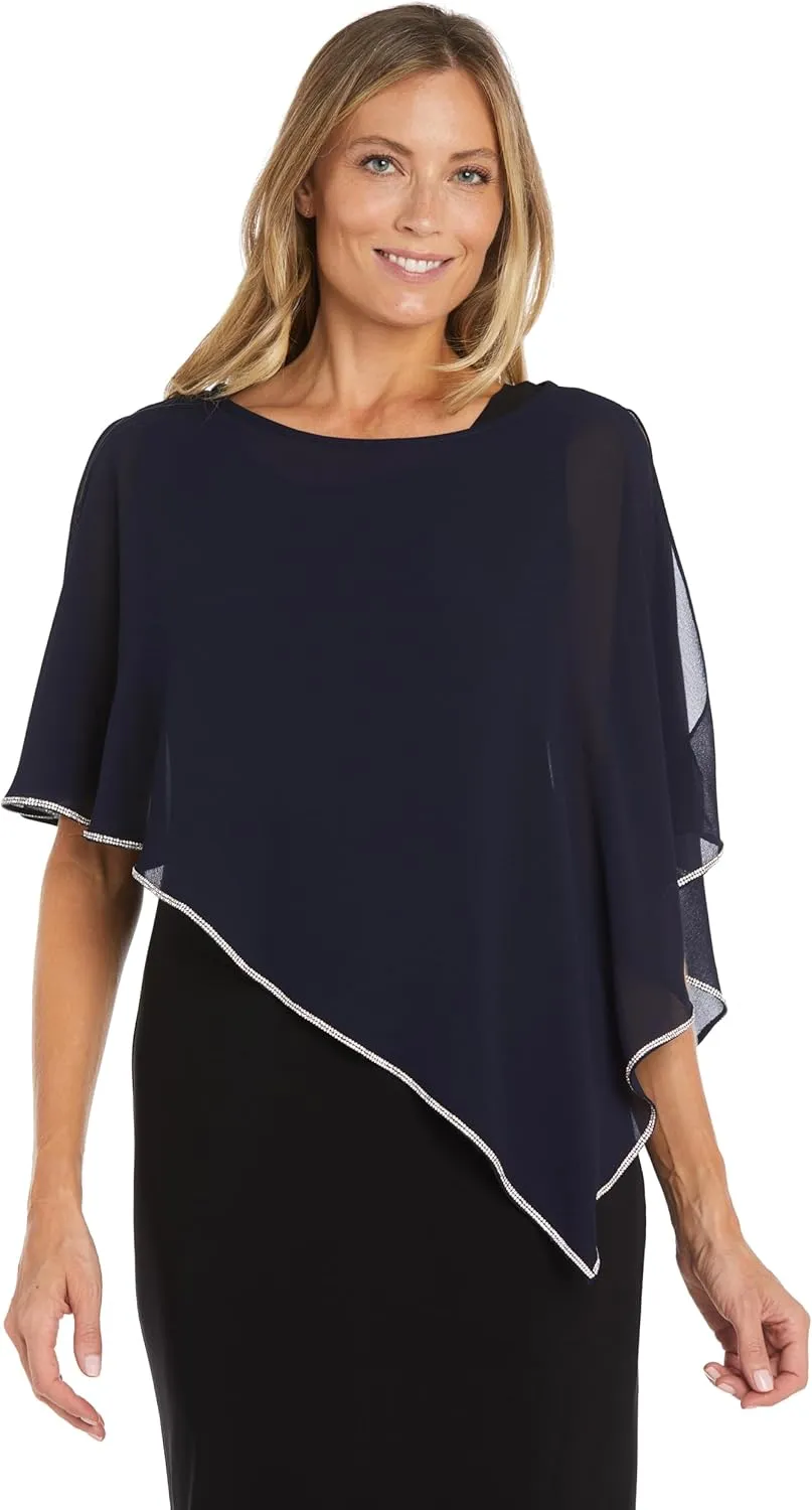 R&M Richards Women's Crystal Drape Rhinestone Poncho