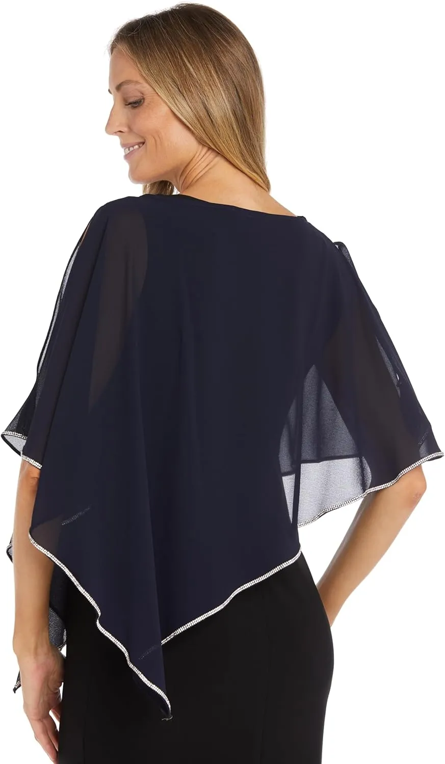 R&M Richards Women's Crystal Drape Rhinestone Poncho
