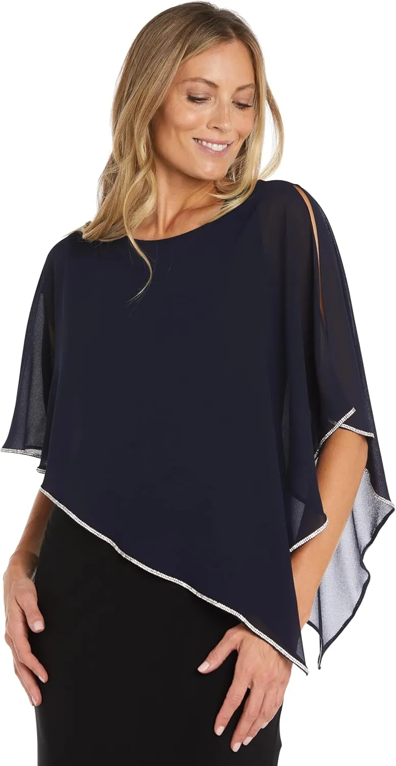 R&M Richards Women's Crystal Drape Rhinestone Poncho