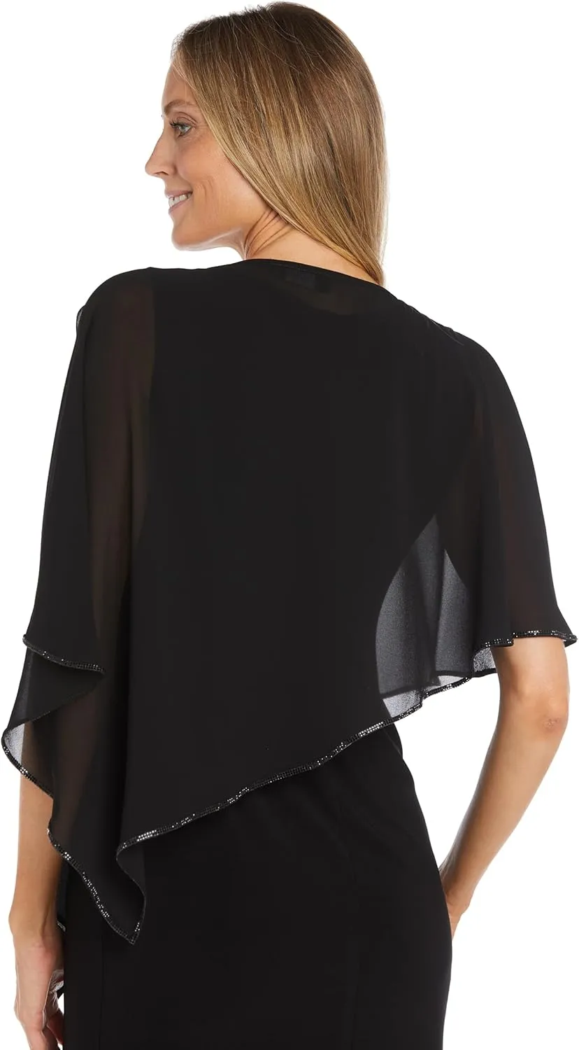 R&M Richards Women's Crystal Drape Rhinestone Poncho