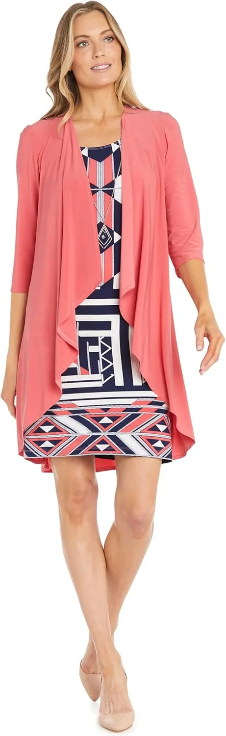 R&M Richards Womens Plus Printed Midi Midi Dress