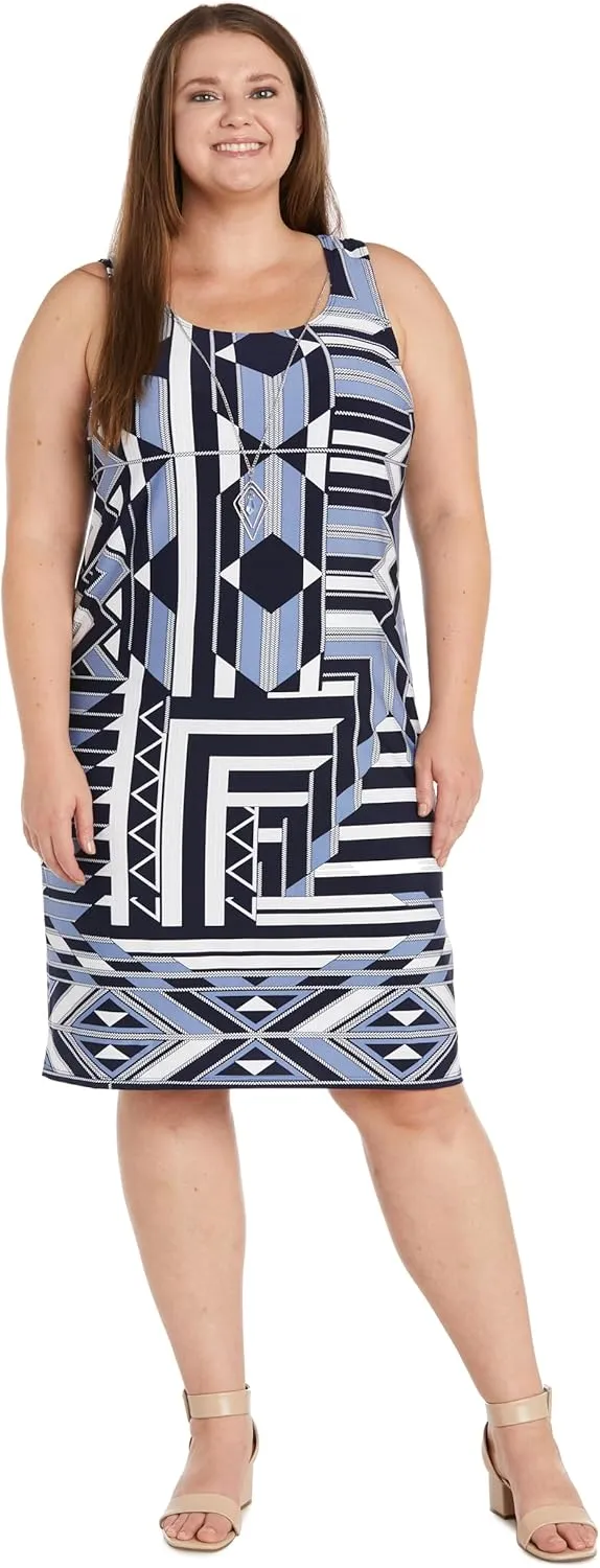 R&M Richards Womens Plus Printed Midi Midi Dress
