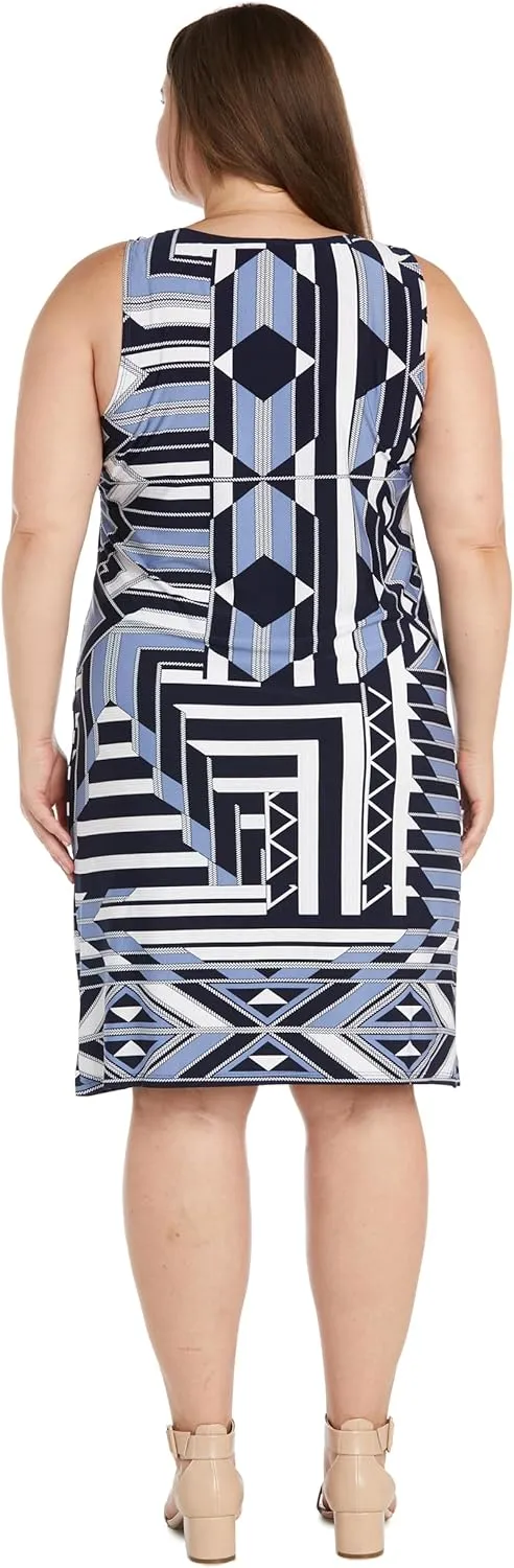 R&M Richards Womens Plus Printed Midi Midi Dress