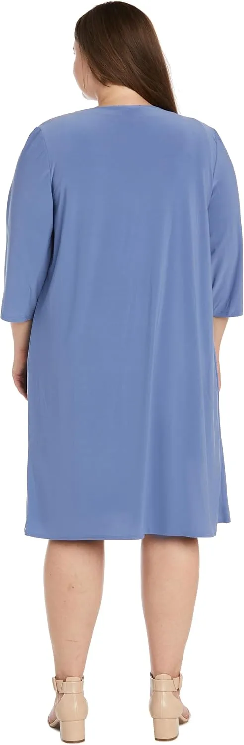 R&M Richards Womens Plus Printed Midi Midi Dress
