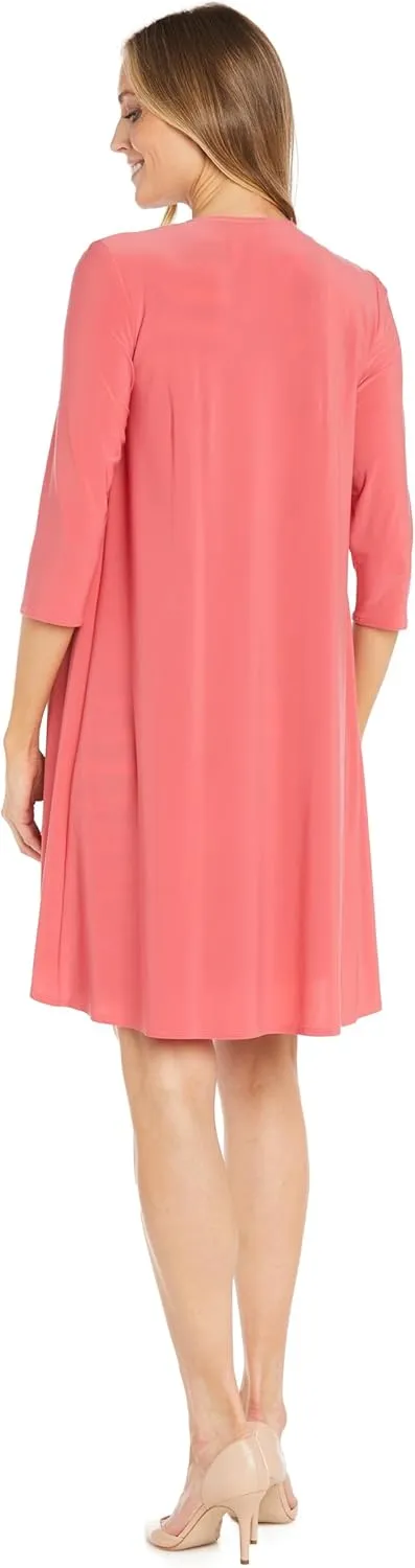 R&M Richards Womens Plus Printed Midi Midi Dress