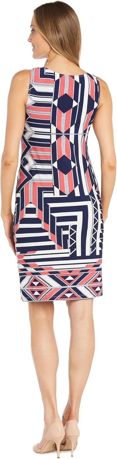R&M Richards Womens Plus Printed Midi Midi Dress