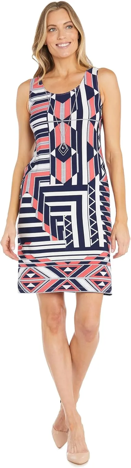 R&M Richards Womens Plus Printed Midi Midi Dress