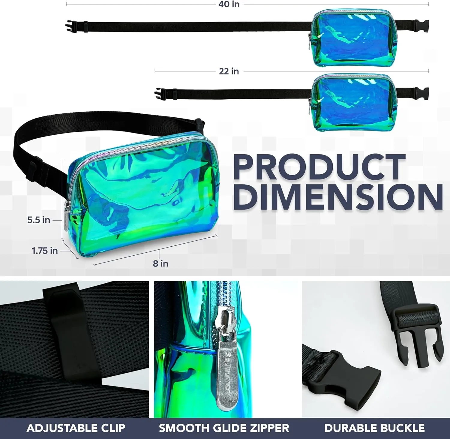 Rave Laser Aqua Crossbody Belt Bag for Women  Stylish Fanny Pack, Functional and Fashion Waist Packs for Travel, Festivals, and Everyday Use