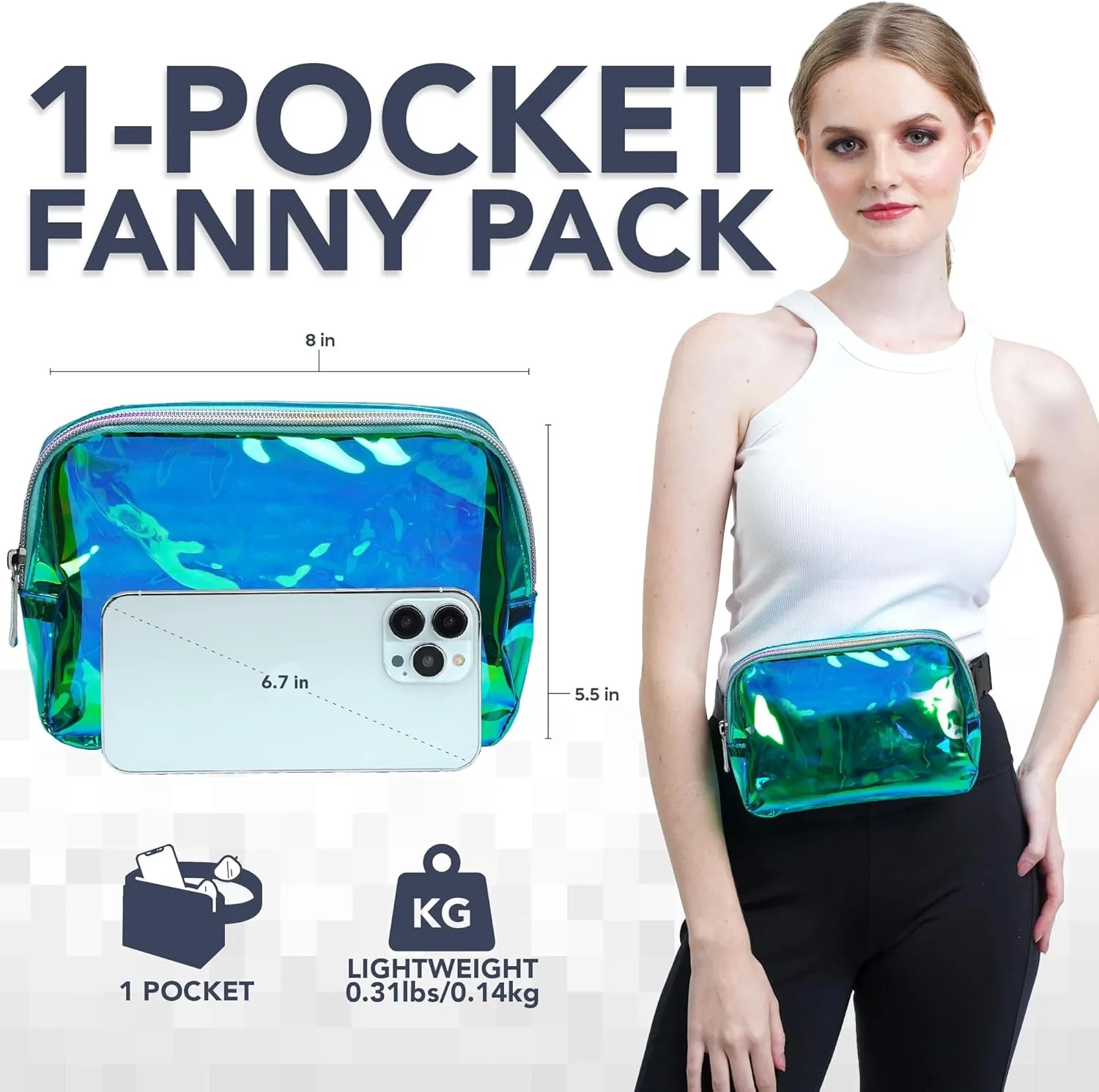 Rave Laser Aqua Crossbody Belt Bag for Women  Stylish Fanny Pack, Functional and Fashion Waist Packs for Travel, Festivals, and Everyday Use
