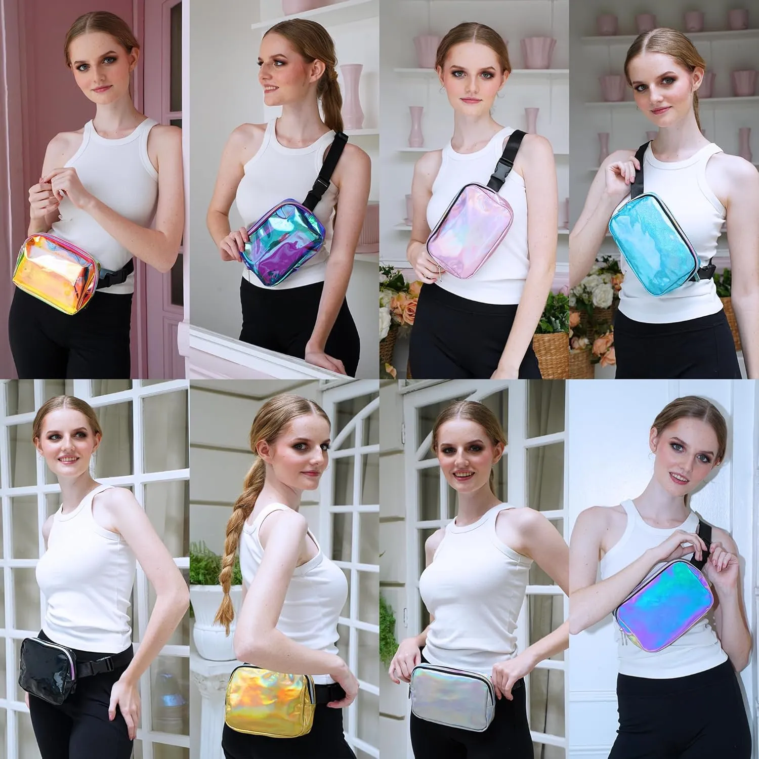 Rave Laser Aqua Crossbody Belt Bag for Women  Stylish Fanny Pack, Functional and Fashion Waist Packs for Travel, Festivals, and Everyday Use
