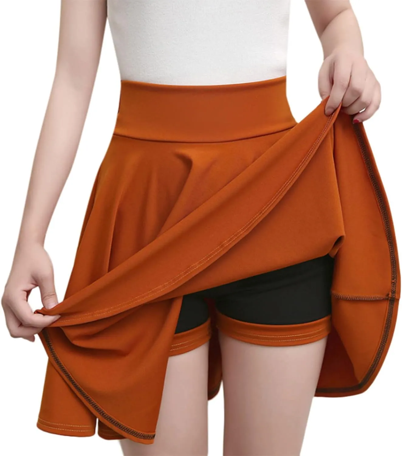 Red Mini Skirt for Women Classic Lightweight Elastic Waist Skirts Solid Color Comfort High Waisted Skirt 2025 Outfit