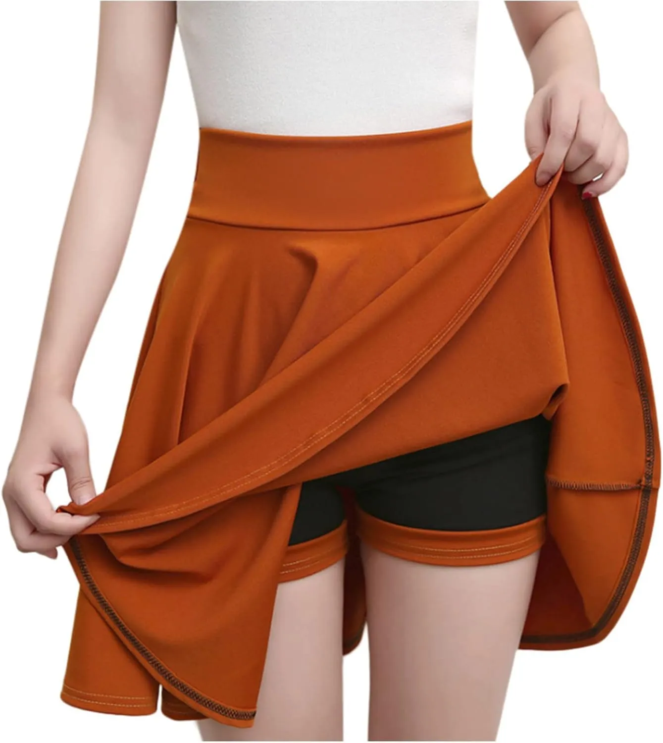 Red Mini Skirt for Women Classic Lightweight Elastic Waist Skirts Solid Color Comfort High Waisted Skirt 2025 Outfit