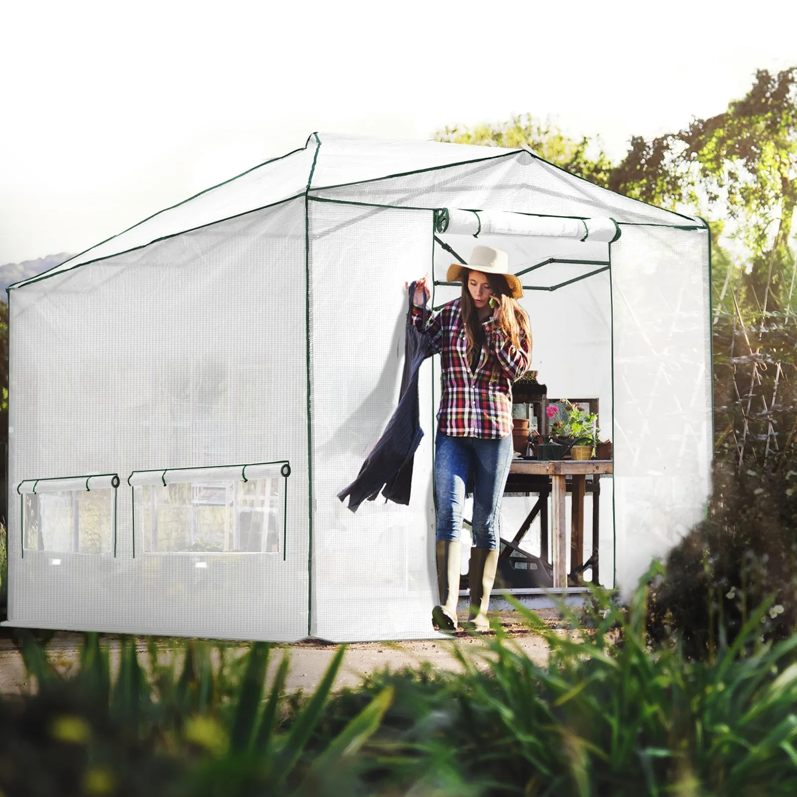 Replacement Cover for 12x8 Portable Walk-in Pop up Greenhouse(Frame Not Included)