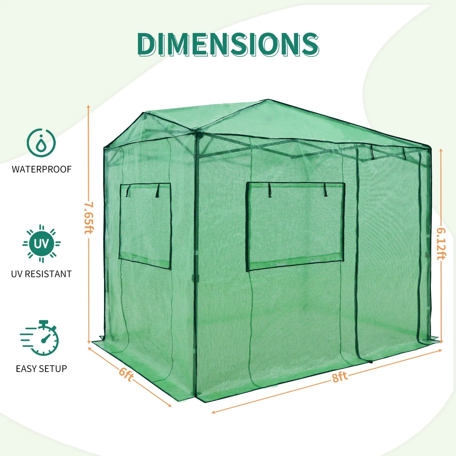 Replacement Cover for 8x6 Portable Walk-in Greenhouse(Frame Not Included)