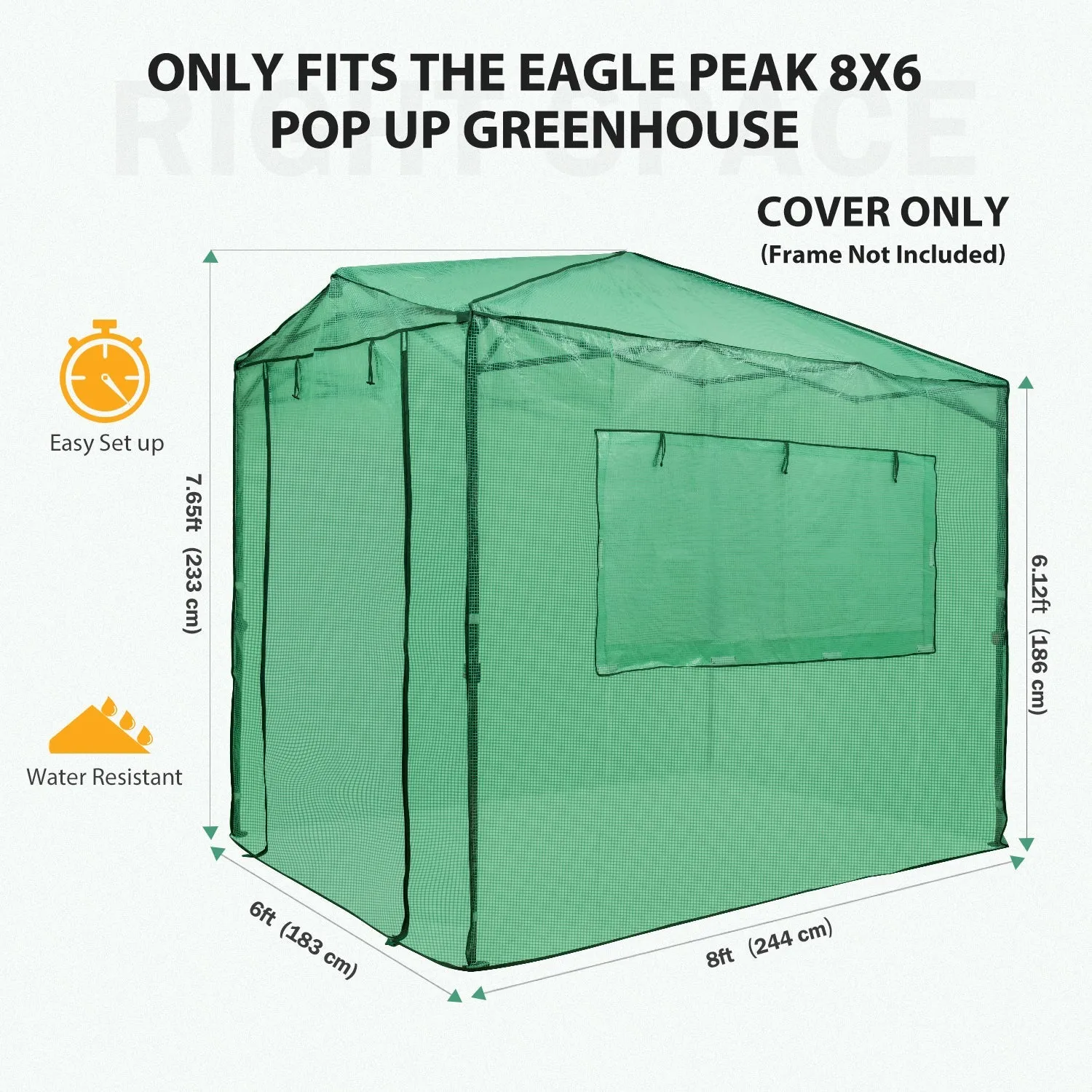 Replacement Cover for 8x6 Portable Walk-in Greenhouse(Frame Not Included)