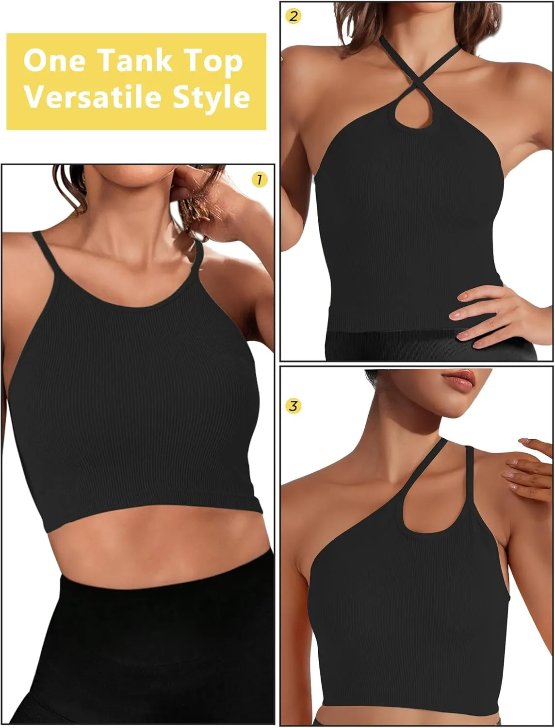 Ribbed Tank Top for Women 2024, Seamless Racerback Workout Tops, Basic Sports Camisole Tops, Crop Tops
