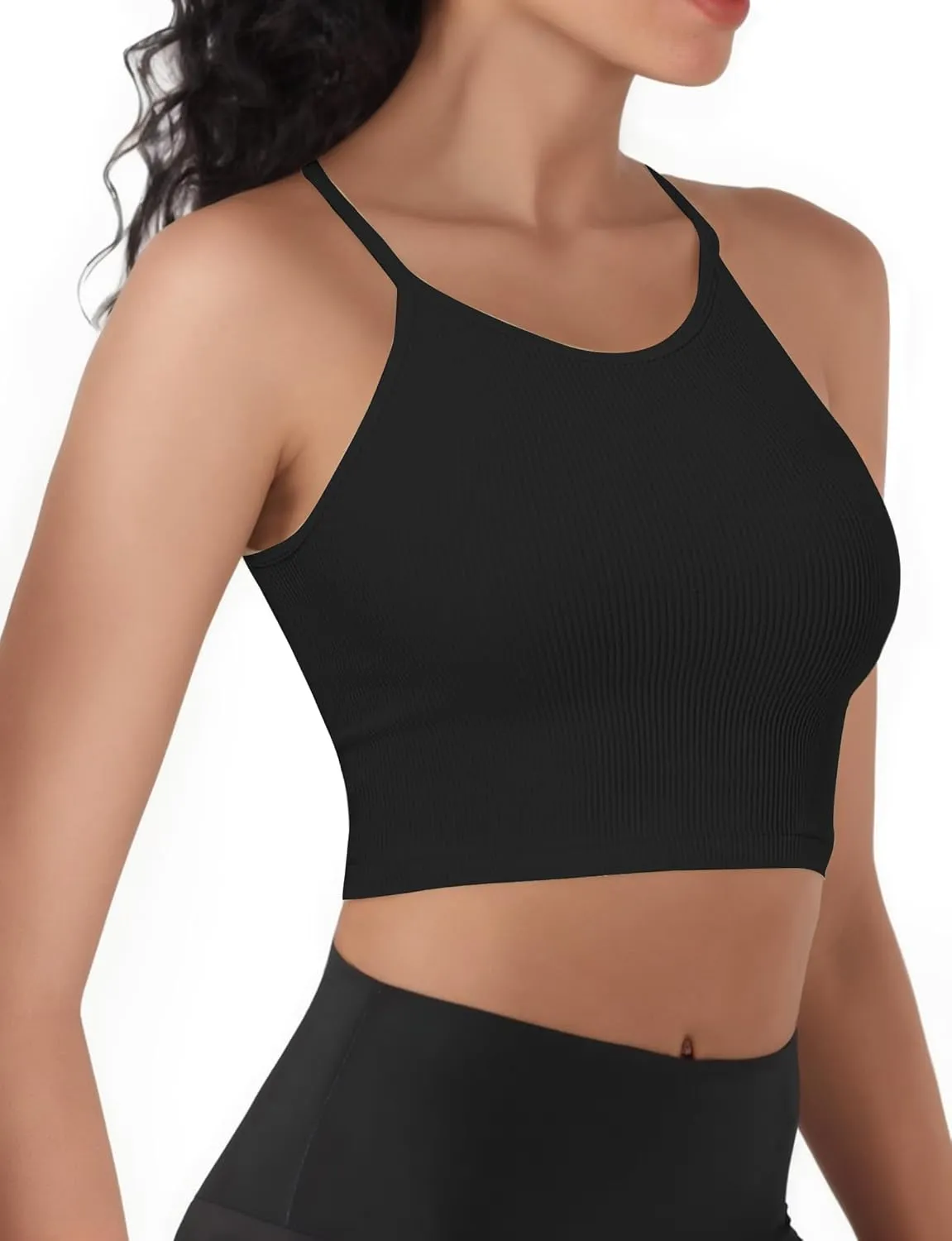 Ribbed Tank Top for Women 2024, Seamless Racerback Workout Tops, Basic Sports Camisole Tops, Crop Tops