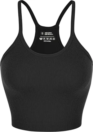 Ribbed Tank Top for Women 2024, Seamless Racerback Workout Tops, Basic Sports Camisole Tops, Crop Tops