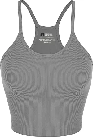 Ribbed Tank Top for Women 2024, Seamless Racerback Workout Tops, Basic Sports Camisole Tops, Crop Tops