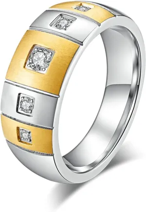 Ring Men, Zircon Inlaid Engraved Customized Wedding Ring Zirconia, Multicolor Stainless Steel Ring Jewelry Party Jewelry