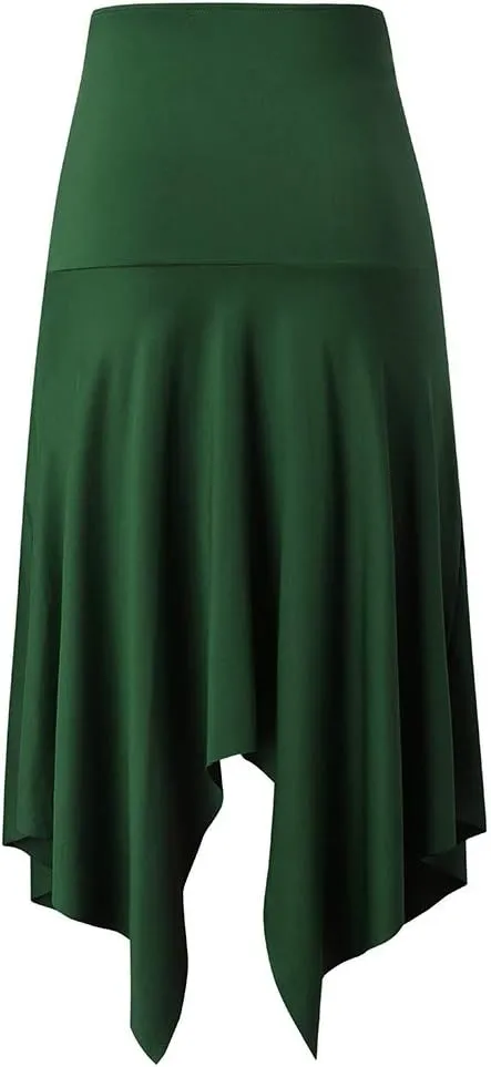 RKSTN Women Halloween Punk Skirt Asymmetric Lace-Up Slit Front Skirt Hippie Gothic Clothes High Waisted Bandage Long Skirts